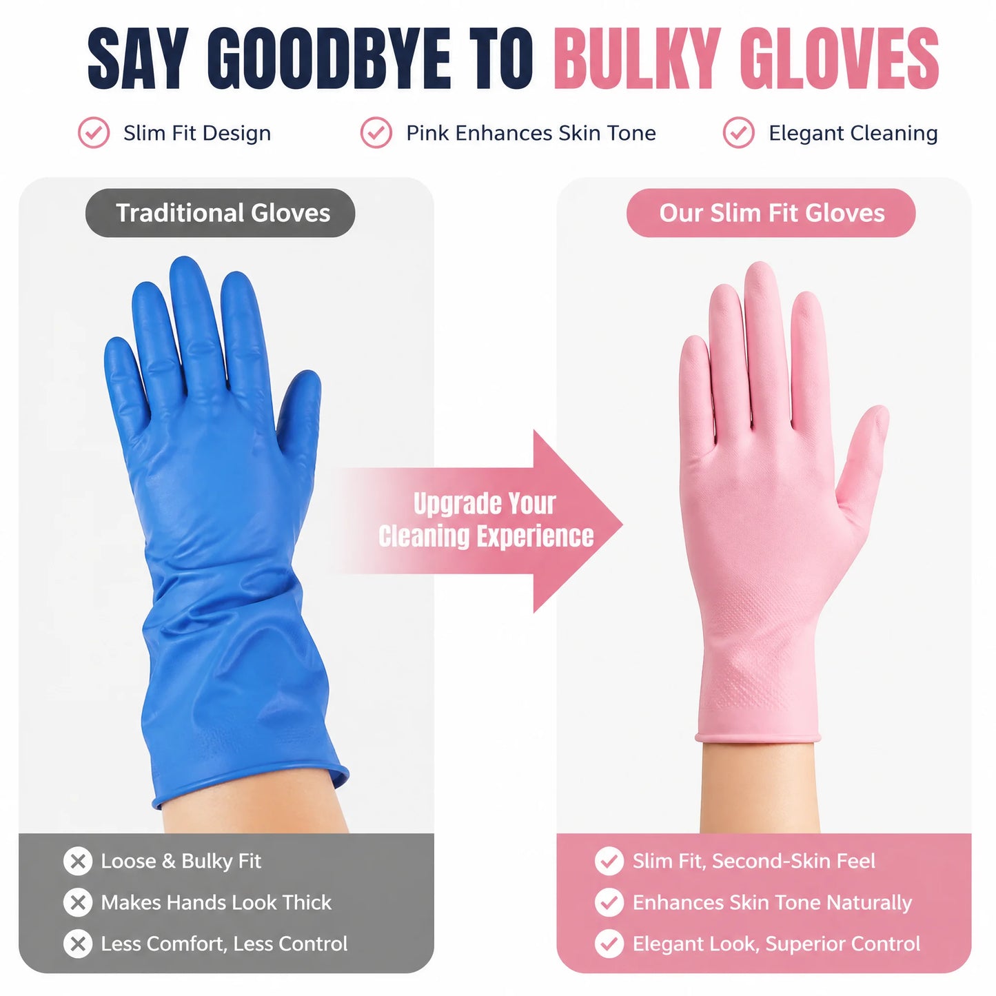 100Pcs Pink Nitrile Gloves - Slim Fit, Lightweight & Flexible, Multi-Scene Use (Kitchen, Nail Salon, Pet Care)