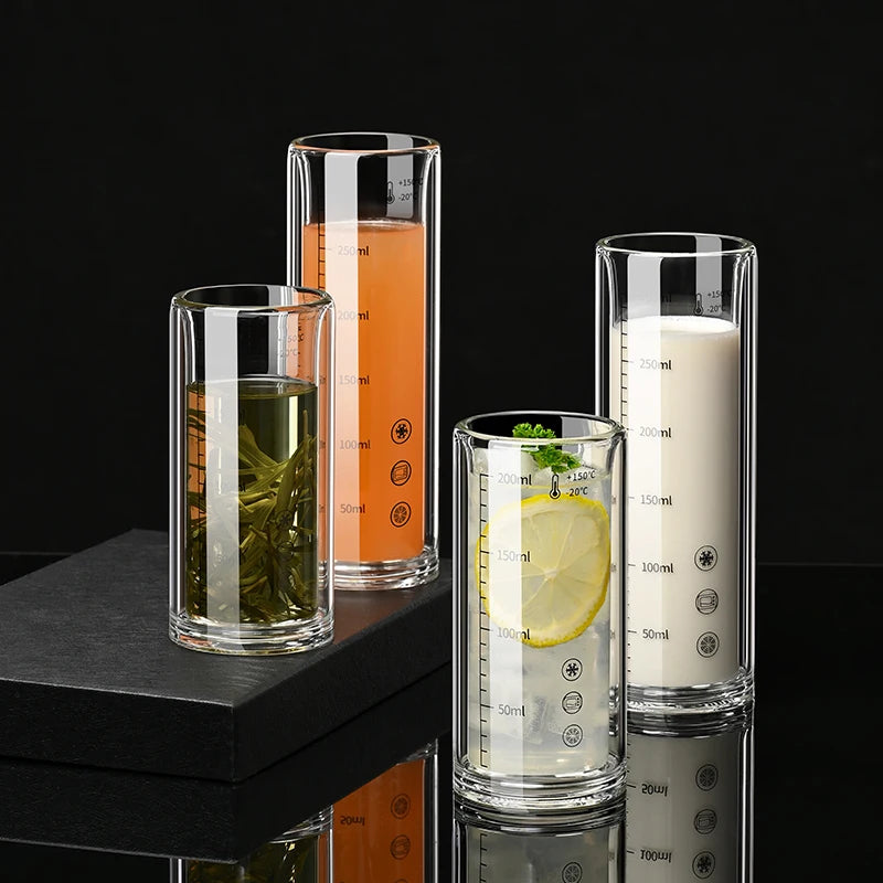 High borosilicate glass water cups, transparent Double Wall beer cups, heat Resistant and anti-scald milk and coffee cups