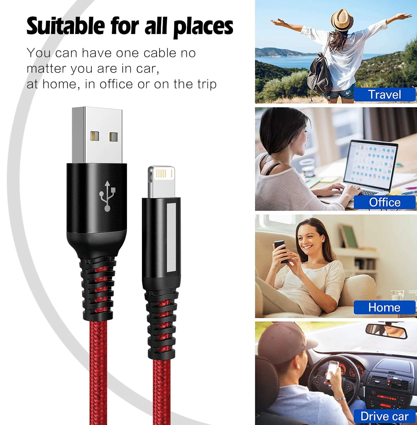 3A USB Cable For iPhone 13 12 11 14 Pro Max XR X XS Max 7 8 Plus iPad iPhone Charger Fast Charging Cord Data Charger Wire 1m2m3m