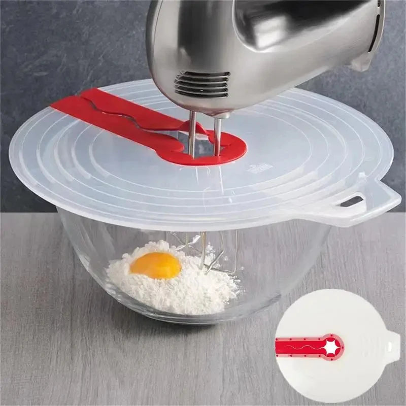 Silicone Mixing Bowl Splatter Guard: Egg Beater Cover & Flour Shield, Heat Resistant Non-Slip Kitchen Gadget