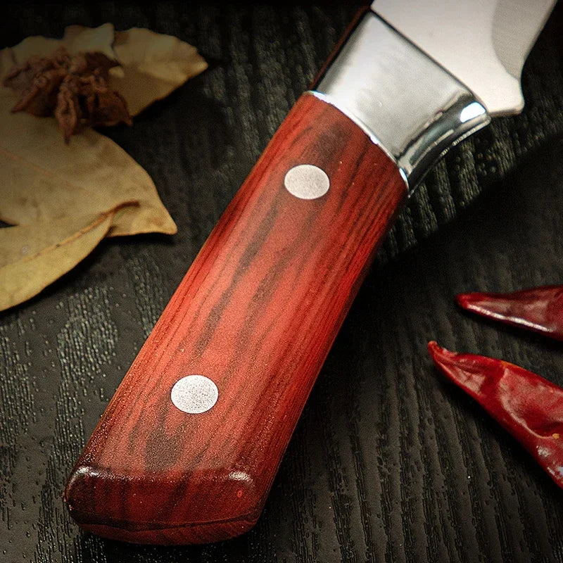Stainless Steel Kitchen Meat Cleaver Boning Knife Fruit Paring Knife Plastic Handle Pork Beef Sheep Fish Cutter Knife with Cover
