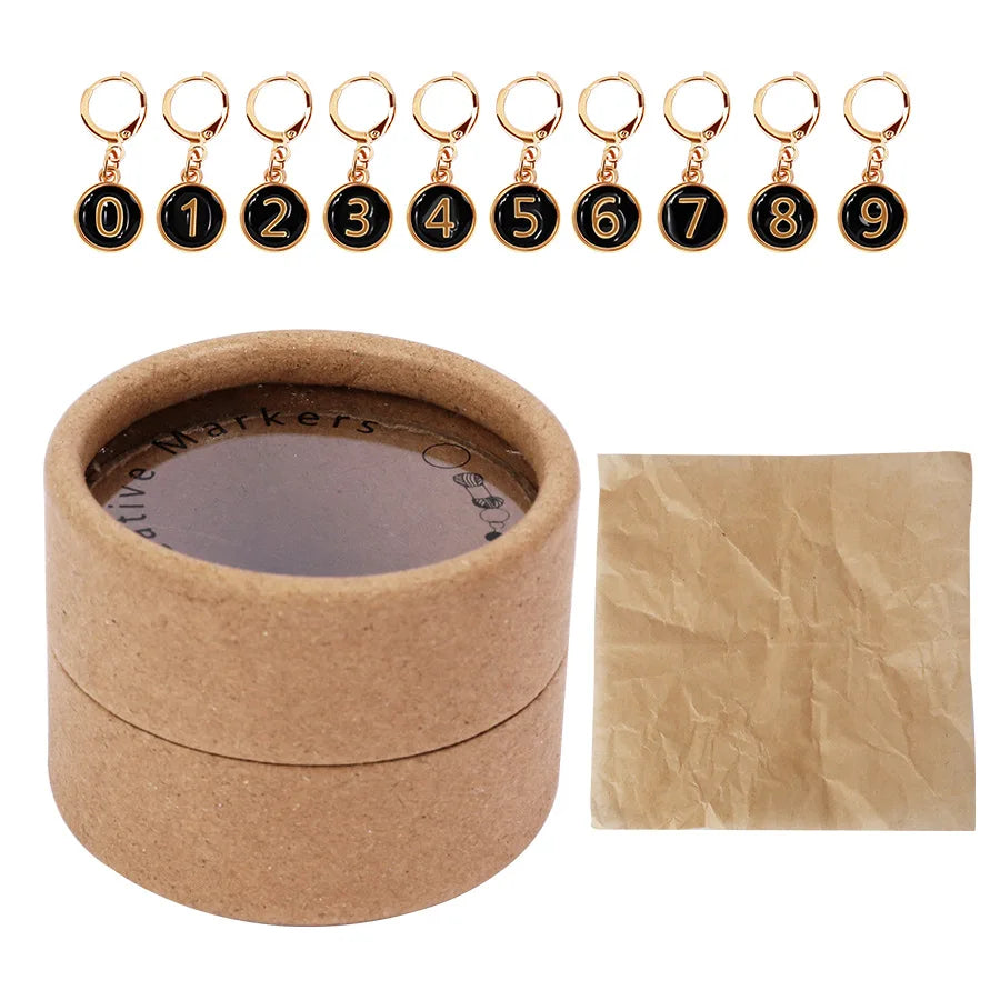 10pcs Knitting Tools Set for Sweater Knitting with Needle Number Markings Drip Oil Alloy Numbers And Buttons - Knit Accessories