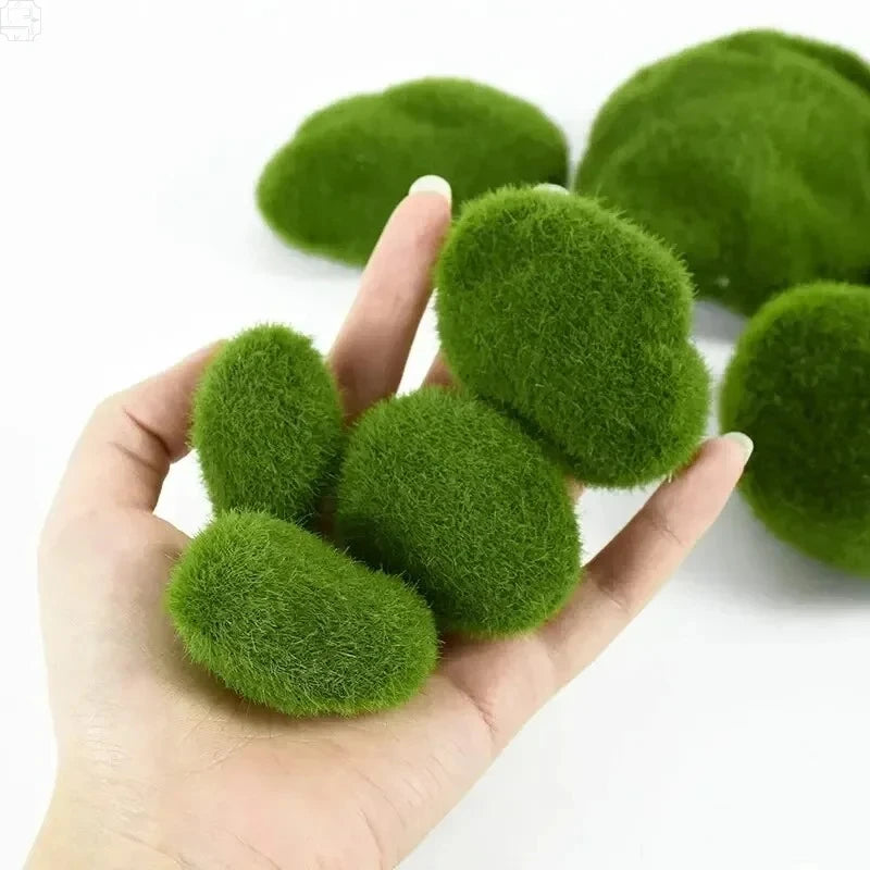10Pcs Artificial Moss Stone Green Moss Balls Moss Rocks DIY Micro Landscape Flower Pot Garden Decor Crafts Xmas Ornament Gifts