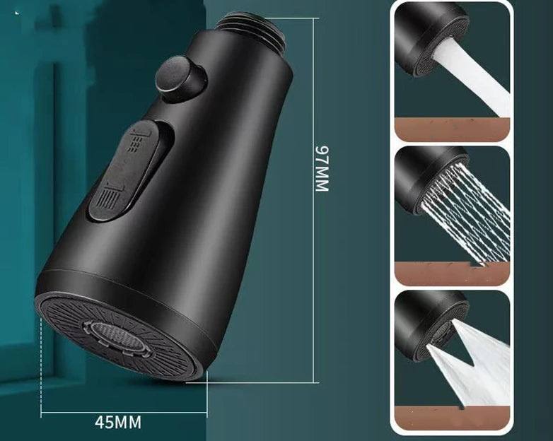 Kitchen Pull Out Faucet Sprayer Nozzle 3 Modes ABS Water Saving Bathroom Basin Sink Shower Spray Head For 1/2" Connection