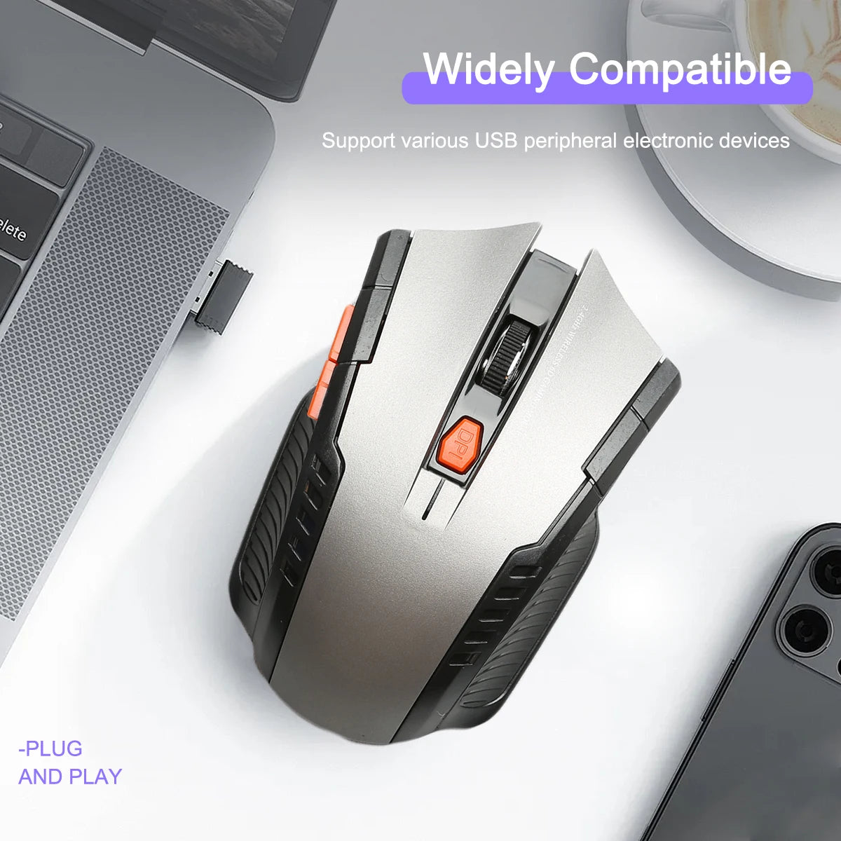 Ergonomic 2.4G Wireless Mouse 6 Buttons Portable Wireless Mouse With USB Receiver Gaming Mouse for PC Laptop Desktop Computer