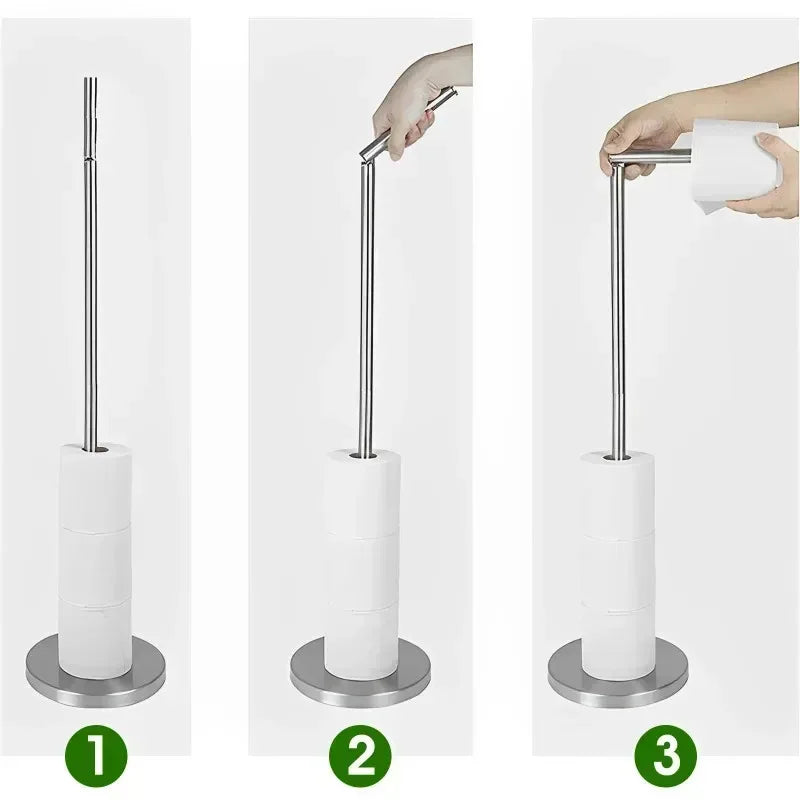 Paper Towel Holder Bathroom Stainless Steel Floor Mounted Toilet Paper Holder Single Pole Kitchen Floor Shelf Bathroom Fixtures