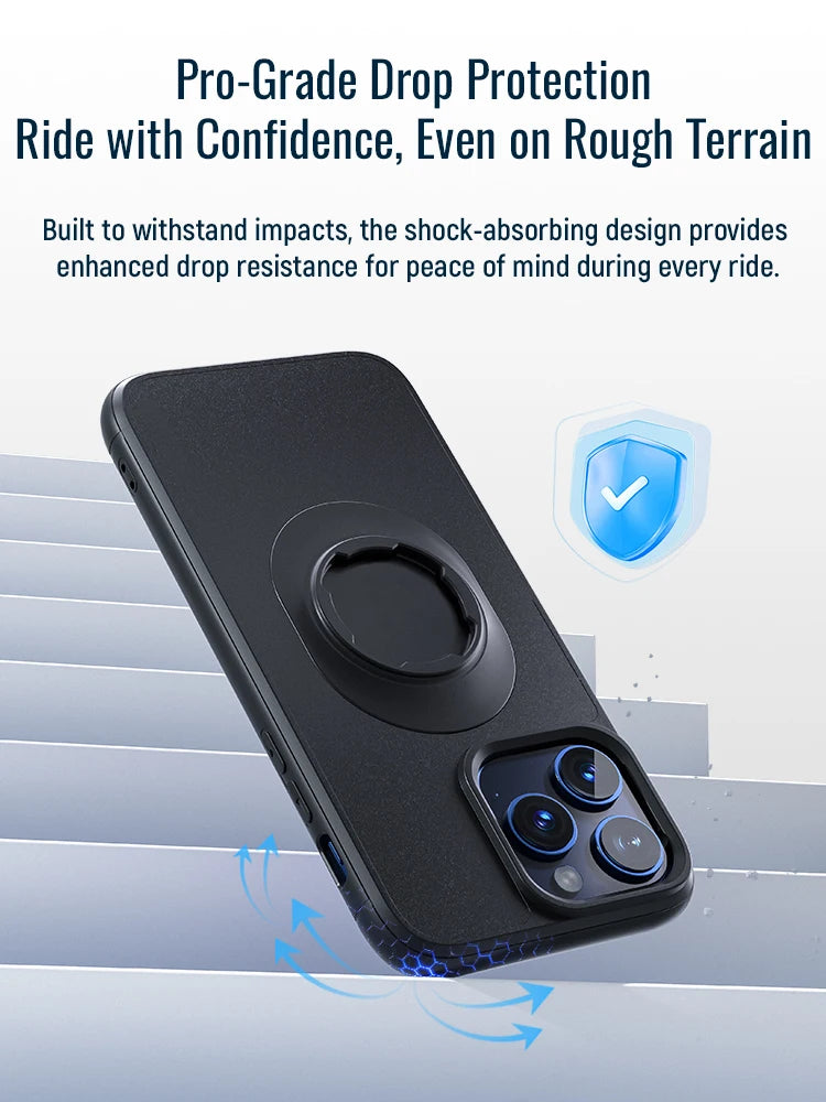 Shockproof Case for iPhone 17/16/15/14/13/12/11Pro Max Quad-Style Motorbike / Bicycle Phone Holder/Car Mount with Lock-in Design