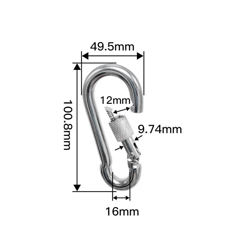 304 Stainless Steel Carabiners - Heavy Duty, Durable & Rust-Free Clips for Gym, Swing, Dog Leashes, Hammocks, Keychains