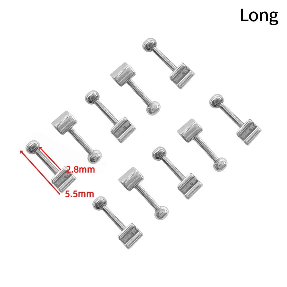 10Pcs/Pack Dental Crimpable Hooks Cross Tube Long Short Right/Left Stainless Steel Multi-function Durable Easy Use Ortho Tools