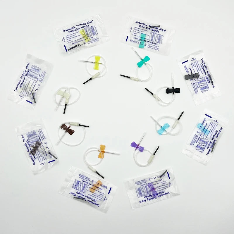 50 Pieces Disposable Butterfly Blood Collection Needle Double Wing Type Blood Collection Needle Pet Care Room Cat Dogs Animal
