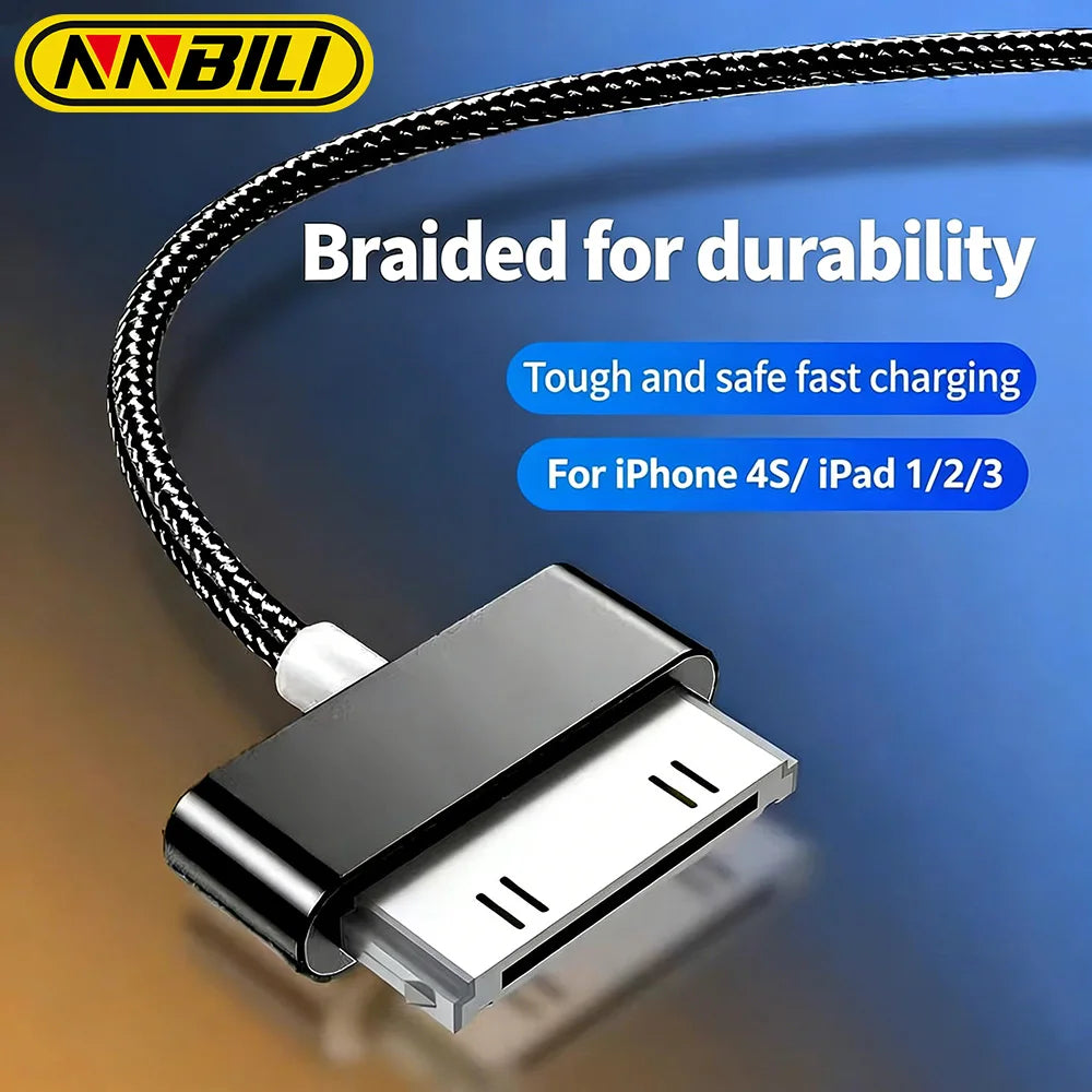NNBILI USB Cable Fast Charging for iPhone 4 4s 3GS 3G iPad 1 2 3 iPod Nano touch 30 Pin 2A USB Charger Adapter Data Sync Cord