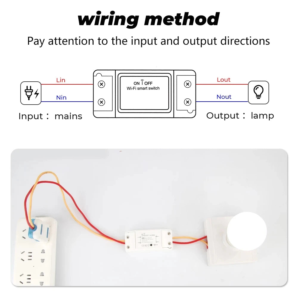 WiFi Switch DIY MINI Smart Home Switch Relay Module Works with Tuya Smart Life APP Wireless Voice Remote Control Timer Switch