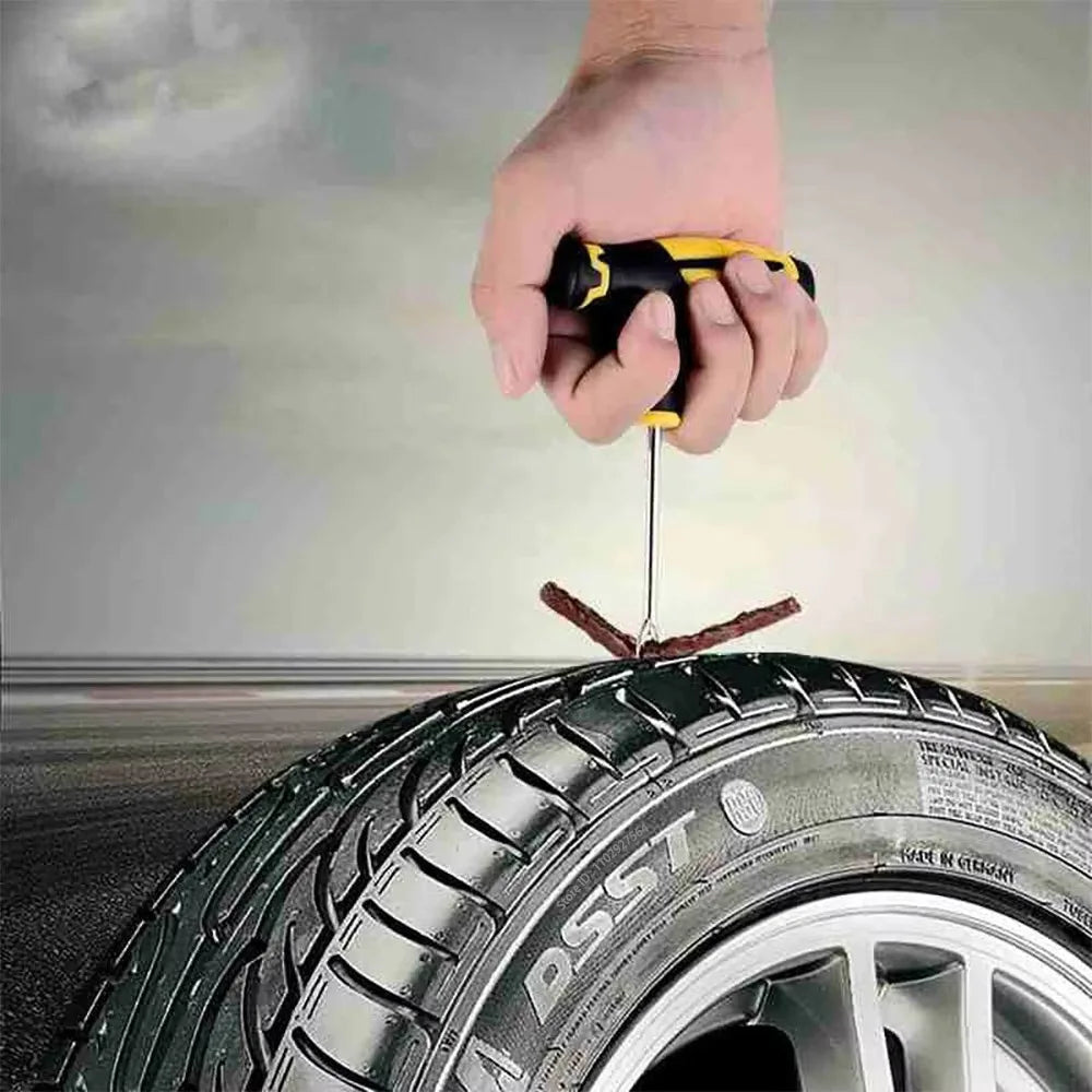 Car Tire Repair Tool Tire Repair Kit Studding Tool Set Auto Bike Tubeless Tire Tyre Puncture Plug Garage Tools with Rubber Strip