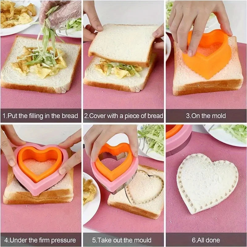 1/2/3/4/5/6pcs Stainless Steel Cookie Cutters Set - Animal & Heart Shapes for DIY Baking, Bread, Sandwich, Gift for Kids