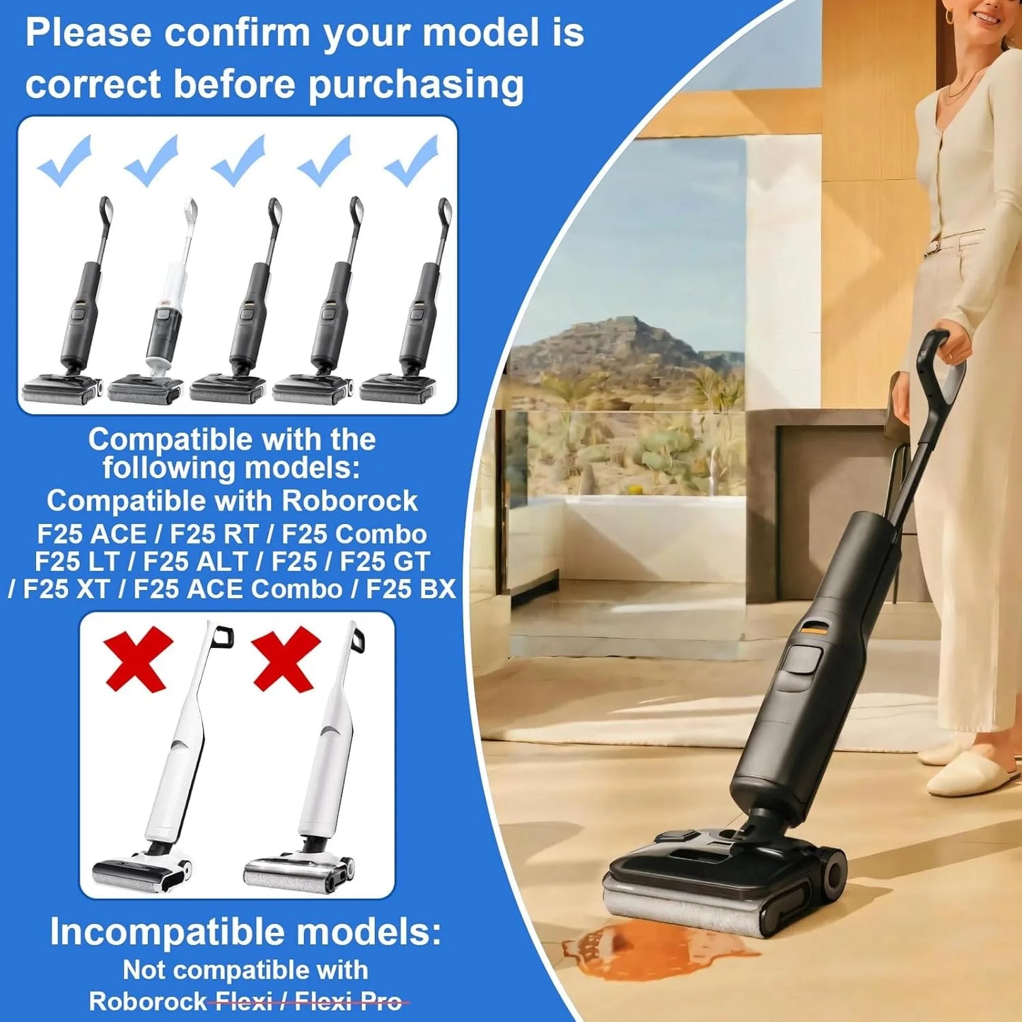 Roborock F25 ACE F25 Ultra, F25 Combo/ ALT/ LT/ RT/ GT/ XT/ BX Nass Replacement brush roll for wet and dry vacuum cleaners Parts