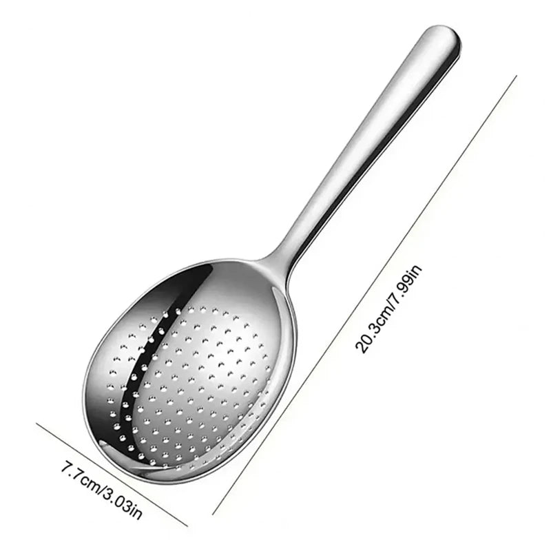 Stainless Steel Filter Soup Spoon Drain Hole Heat Insulated Handle Kitchen Utensils For Daily Use For Serving Soup Rice Serving