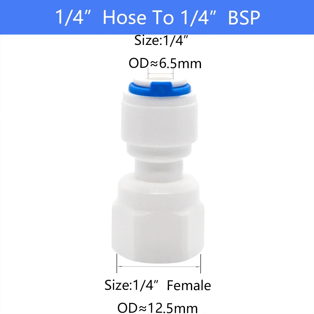 YQBS Female Thread RO Aquarium Accessories  Quick Connector 1/8 1/4 3/8 1/2 3/4 BSP  Adapter Straight Combination Tube