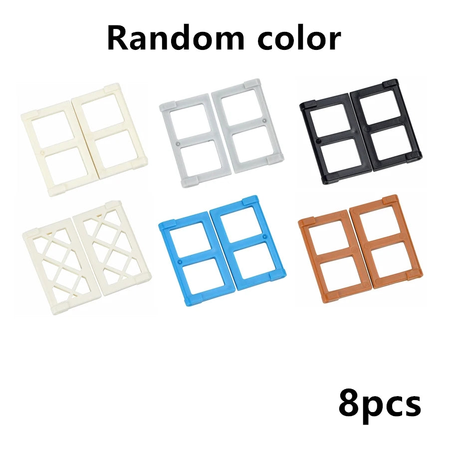City Window Building Blocks MOC House Door Frame Glass Bricks Parts Compatible 60594  60616 60621 60596 MOC Educational Parts Fo