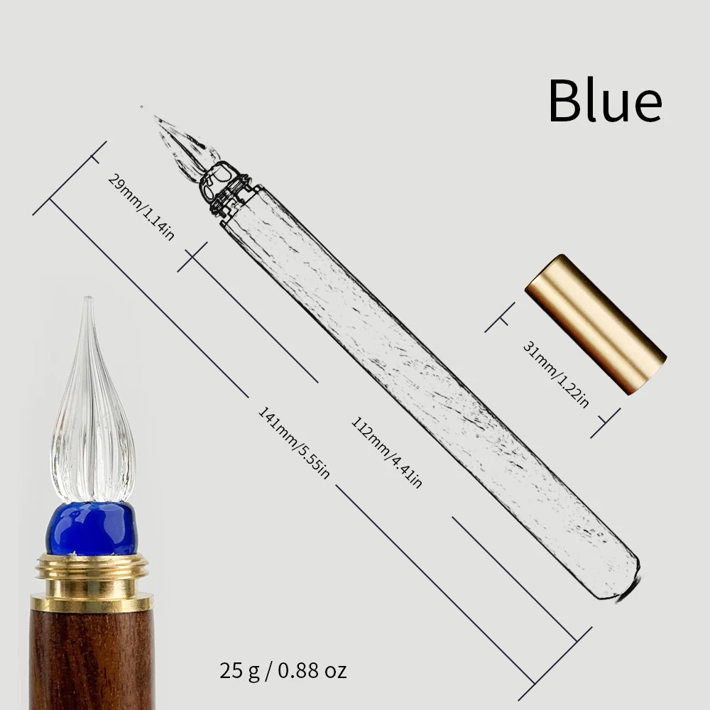 SeamiArt 1pc Wood Handle Glass Dip Pen for Calligraphy Students Writing Stationery Gift Fountain Pen Stationery Supplies