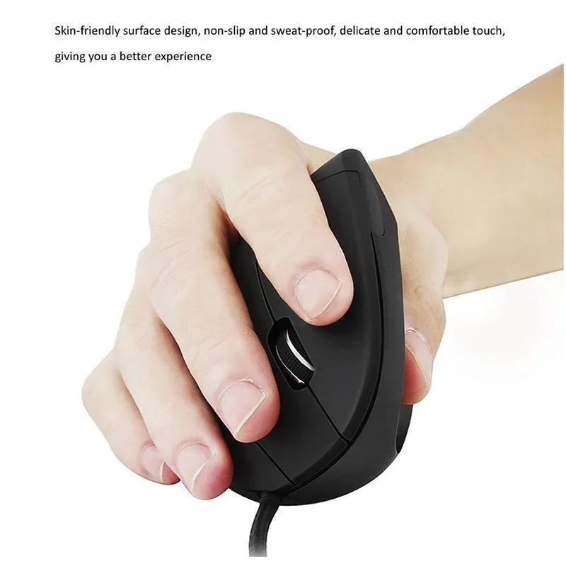 Ergonomic Right Hand Vertical RGB Wired Optical Mouse for PC Healthy Gaming