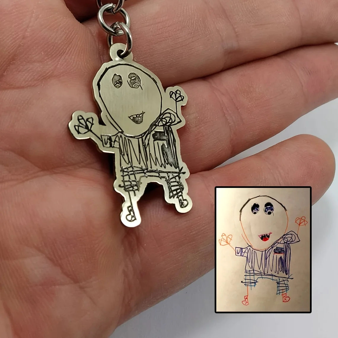 Personalized Custom Engraved Stainless Steel Keychain | Hand-Drawn Art, Photos, Cartoons, Anime, Celebrity and Family Image Engraving | Unique Souvenir Gifts