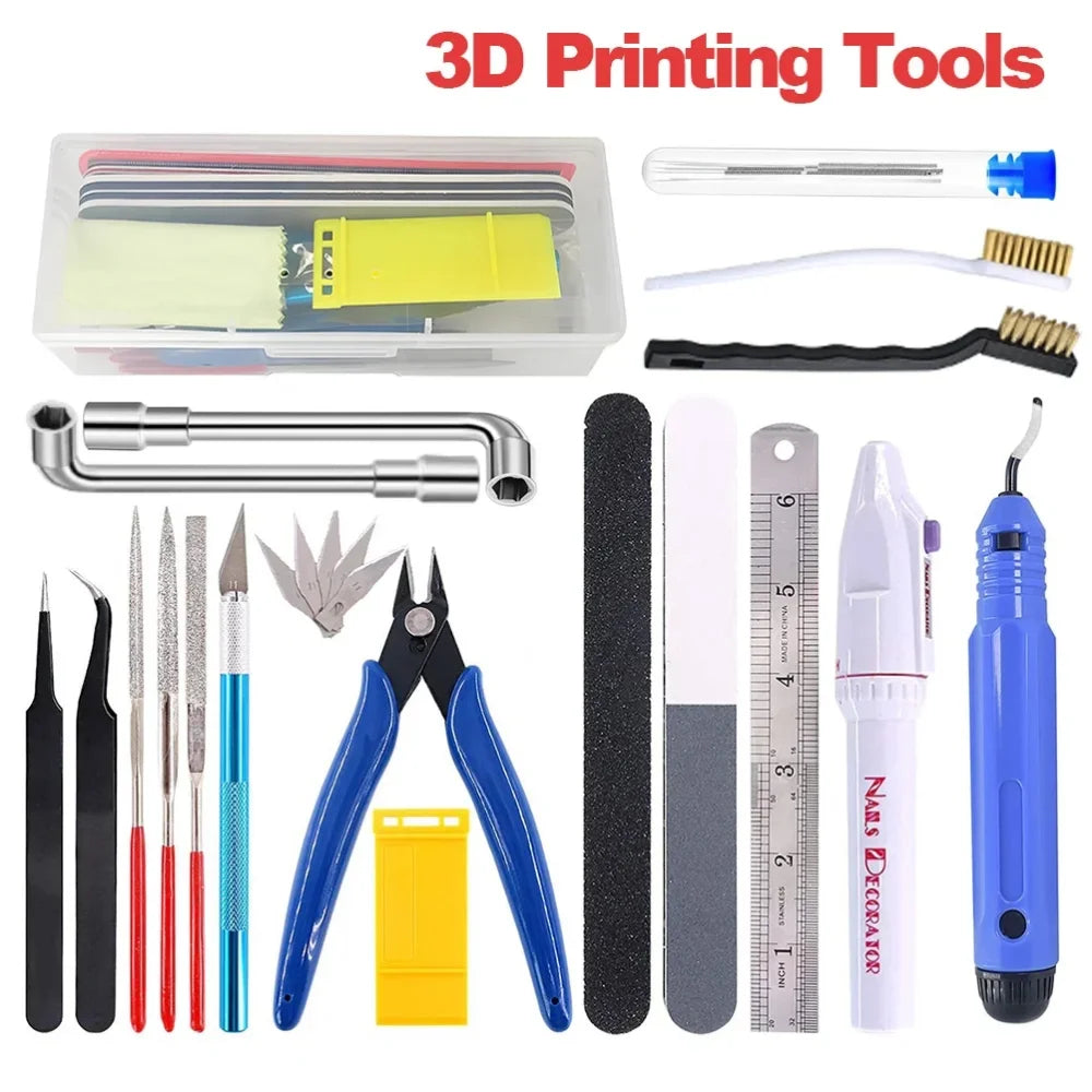 3D Printer Tool Kit Trimming Knife Scraper Cleaning Needle Tweezers Pliers Scraper Basic Deburring Tools Kit DIY 3D Printer Part