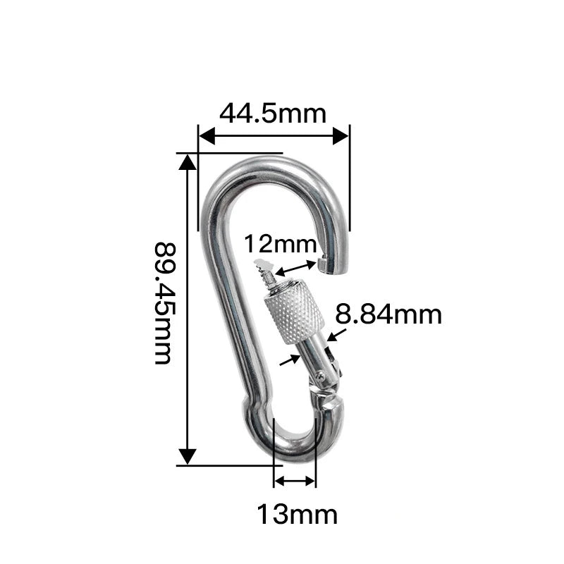 304 Stainless Steel Carabiners - Heavy Duty, Durable & Rust-Free Clips for Gym, Swing, Dog Leashes, Hammocks, Keychains